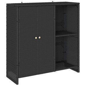 vidaXL Storage Cabinet with Shelf Black 100 x 36 x 102 cm Rattan