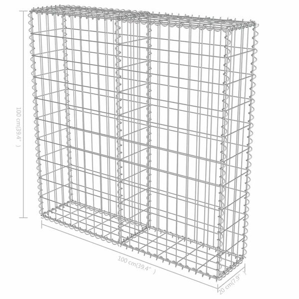 vidaXL Gabion Wall with Covers Galvanised Steel 100x20x100 cm