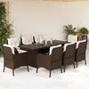 vidaXL 9 Piece Garden Dining Set with Cushions Brown Poly Rattan