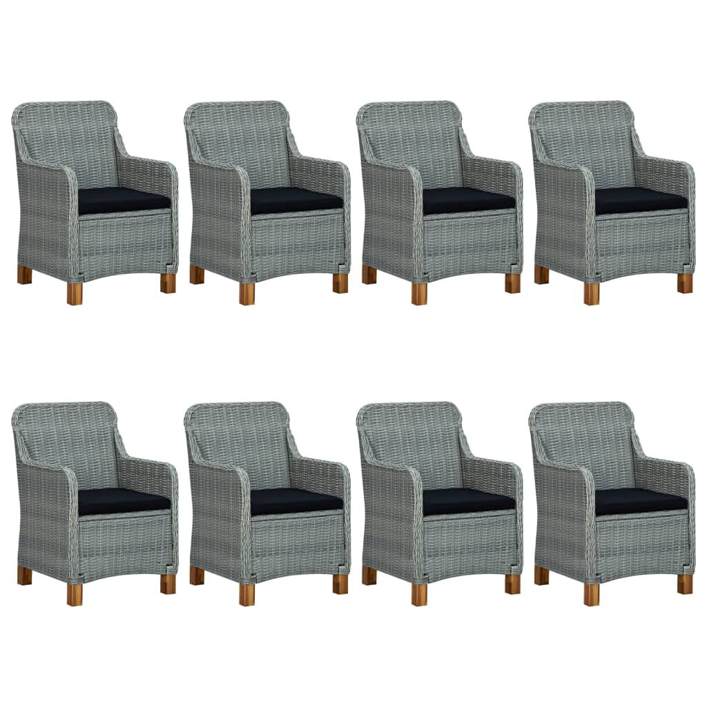 vidaXL 9 Piece Outdoor Dining Set with Cushions Poly Rattan Light Grey