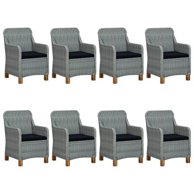 vidaXL 9 Piece Outdoor Dining Set with Cushions Poly Rattan Light Grey