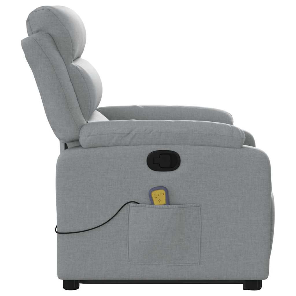 vidaXL Stand up Massage Recliner Chair Light Grey Fabric