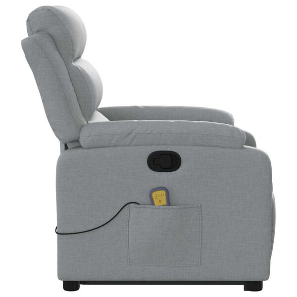 vidaXL Stand up Massage Recliner Chair Light Grey Fabric