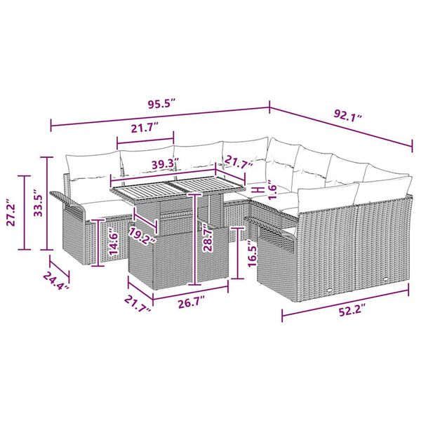 vidaXL Garden Sofa Set Manual 9 pcs Black and blue 100 x 55 x 73 cm