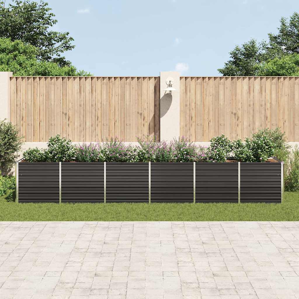 vidaXL Garden Raised Bed Galvanised Steel 480x80x77 cm Anthracite