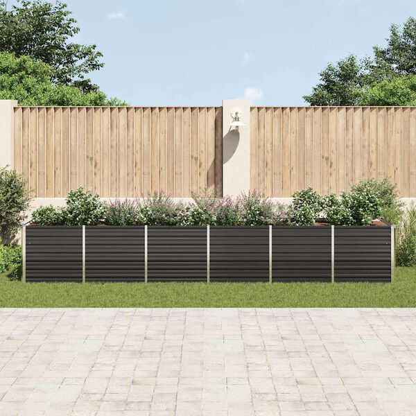 vidaXL Garden Raised Bed Galvanised Steel 480x80x77 cm Anthracite