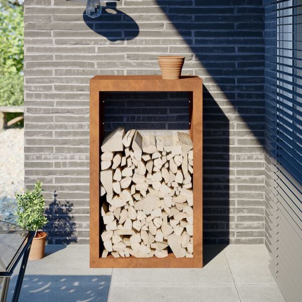 vidaXL Firewood Rack 60x40x100 cm Weathering Steel