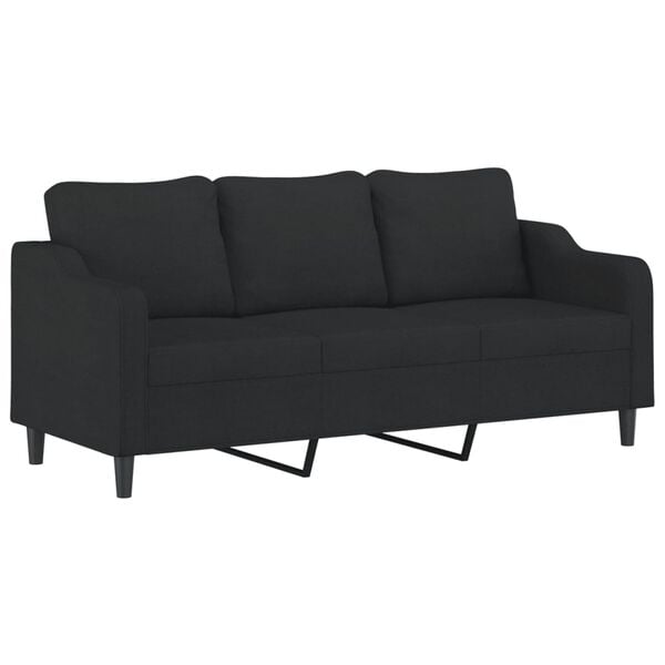 vidaXL 2 Piece Sofa Set with Cushions Black Fabric
