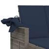 vidaXL Double Sun Lounger with Canopy and Cushions Grey Poly Rattan