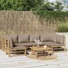 vidaXL 7 Piece Garden Lounge Set with Taupe Cushions Bamboo