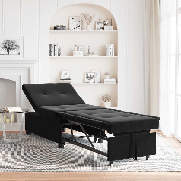 vidaXL Sofa Bed 3-in-1 Pull-Out Black Velvet
