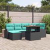 vidaXL Garden Sofa Set with Cushion 7 pcs Black and blue