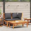 vidaXL 3 Piece Garden Lounge Set with Dark Grey Cushion Solid Acacia Wood