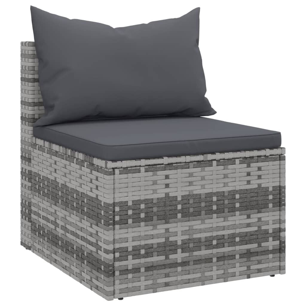 vidaXL 4 Piece Garden Sofa Set with Cushions Grey Poly Rattan