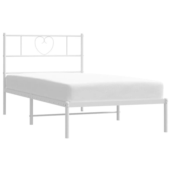vidaXL Metal Bed Frame without Mattress with Headboard White 100x190cm