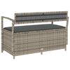 vidaXL Garden Storage Bench with Cushion Grey Poly Rattan