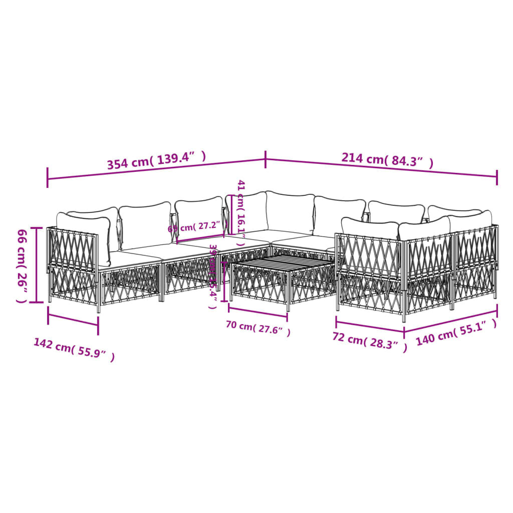 vidaXL 9 Piece Garden Lounge Set with Cushions Anthracite Steel