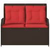 vidaXL Reclining Garden Bench with Cushions Brown Poly Rattan
