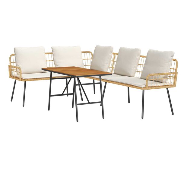 vidaXL 2 Piece Garden Sofa Set with Cushions Natural Poly Rattan