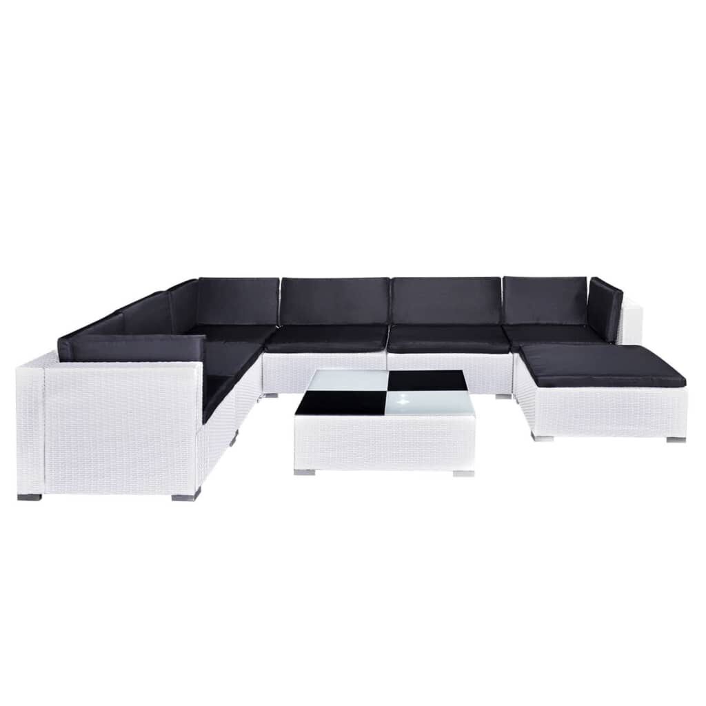 vidaXL 8 Piece Garden Lounge Set with Cushions Poly Rattan White