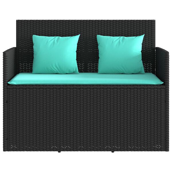 vidaXL Garden Bench with Cushions Black Poly Rattan