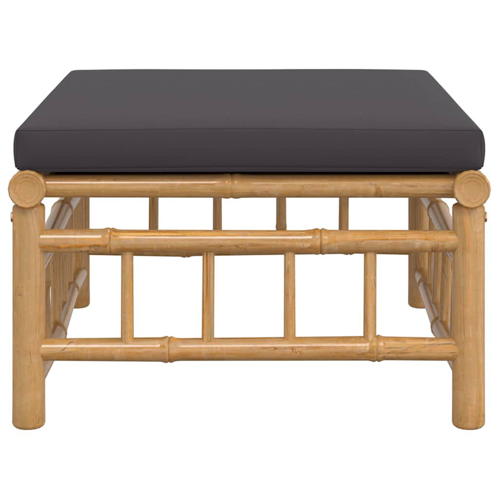 vidaXL Garden Footstool with Dark Grey Cushion Bamboo