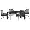 vidaXL Garden Dining Set with Cushion 5 pcs Black Poly Rattan