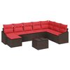 vidaXL Sofa Set with Cushion 9 pcs Brown Poly Rattan