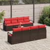 vidaXL Sofa Set with Cushion Manual 7 pcs Brown and Red Poly Rattan