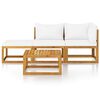 vidaXL 4 Piece Garden Lounge Set with Cushion Cream Solid Acacia Wood