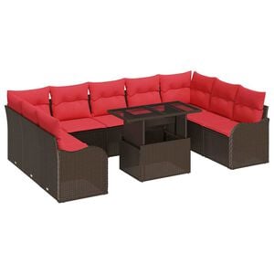 vidaXL Garden Sofa Set with Cushion 10 pcs Brown Poly rattan