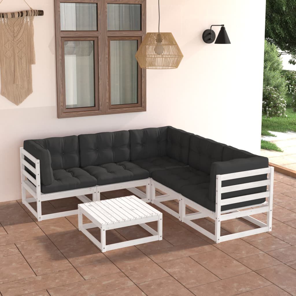 vidaXL 6 Piece Garden Lounge Set with Cushions Solid Pinewood