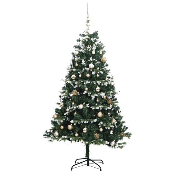 vidaXL Artificial Hinged Christmas Tree 150 LEDs & Ball Set 120 cm