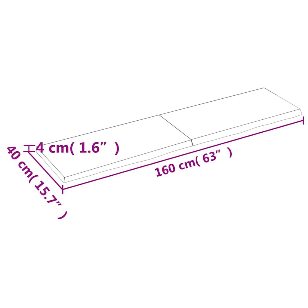 vidaXL Wall Shelf Light Brown 160x40x(2-4) cm Treated Solid Wood Oak