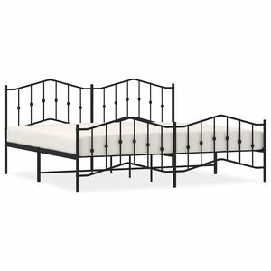 vidaXL Metal Bed Frame without Mattress with Footboard Black 193x203cm