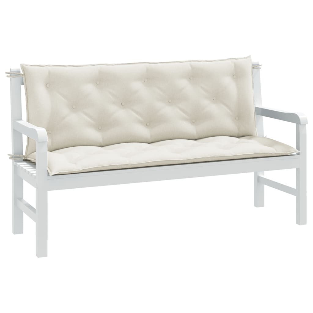 vidaXL Garden Bench Cushions 2 pcs Melange Cream 150x50x7 cm Fabric