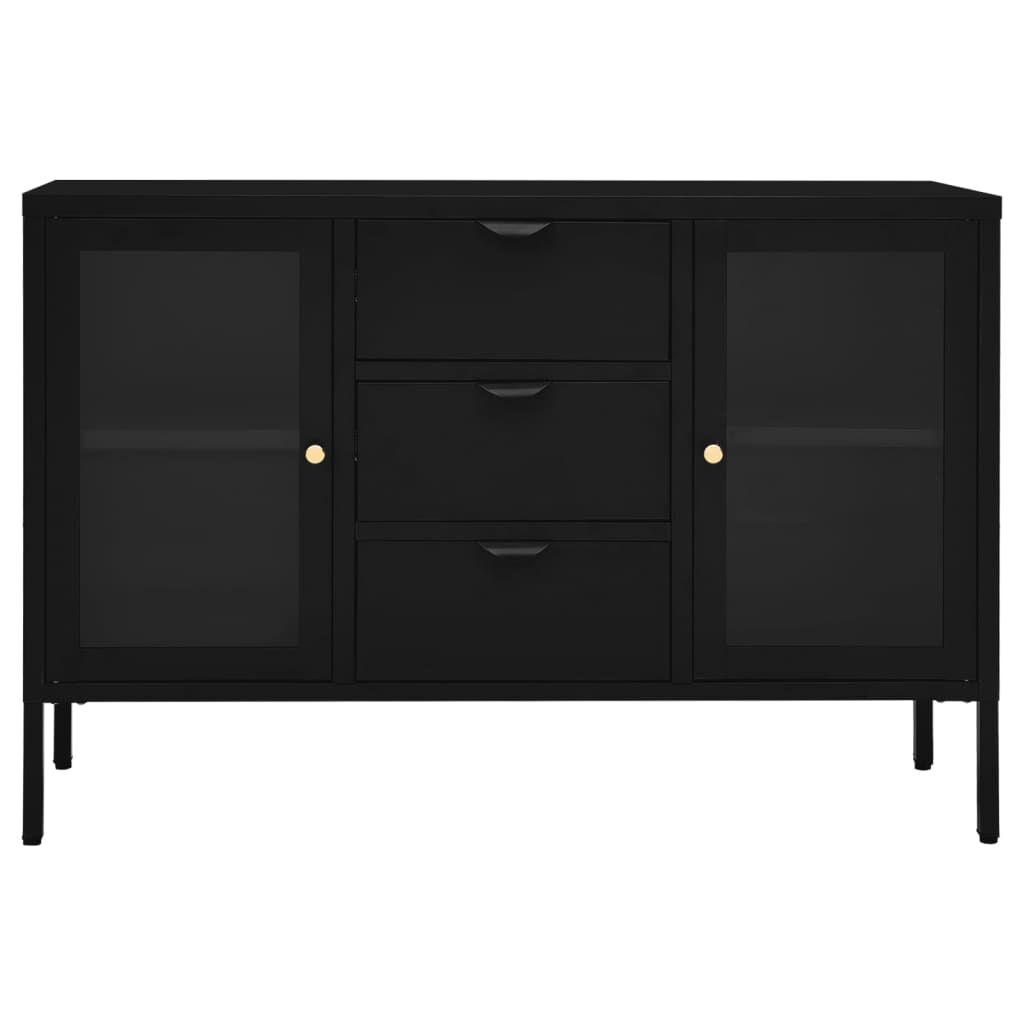 vidaXL Sideboard Black 105x35x70 cm Steel and Tempered Glass