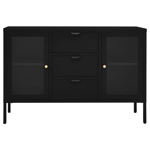 vidaXL Sideboard Black 105x35x70 cm Steel and Tempered Glass