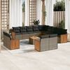 vidaXL 14 Piece Garden Sofa Set with Cushions Grey Poly Rattan