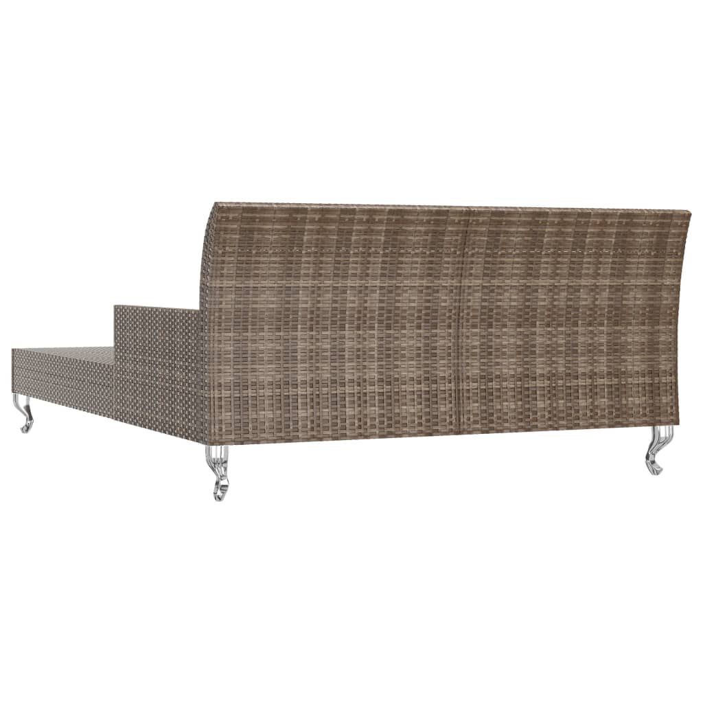 vidaXL 2-Person Garden Sun Bed with Cushions Poly Rattan Brown