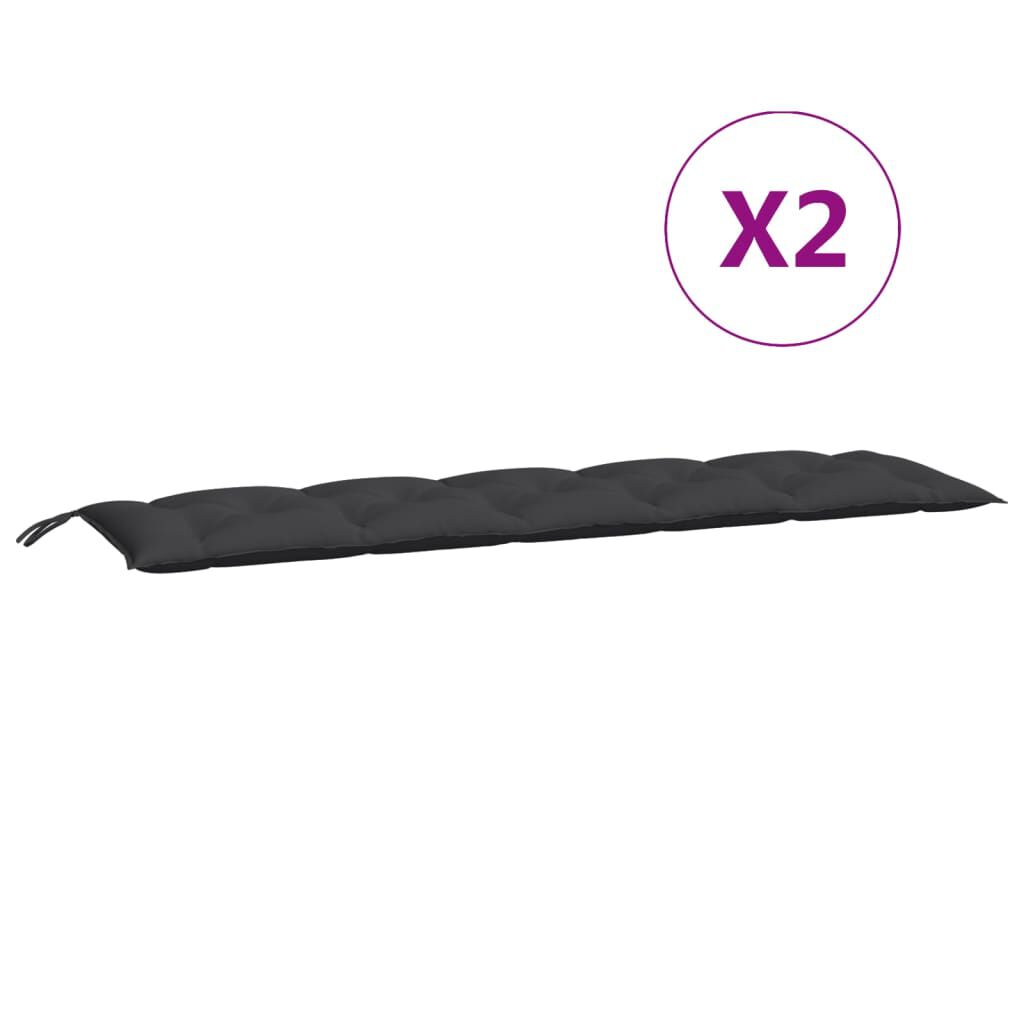 vidaXL Garden Bench Cushions 2pcs Black 180x50x7cm Oxford Fabric