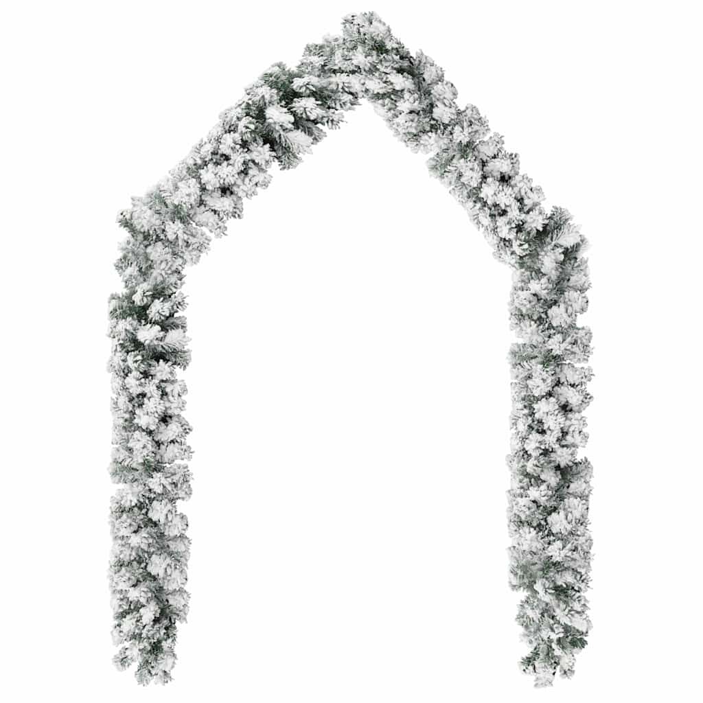 vidaXL Christmas Garland with Flocked Snow Green 10 m PVC