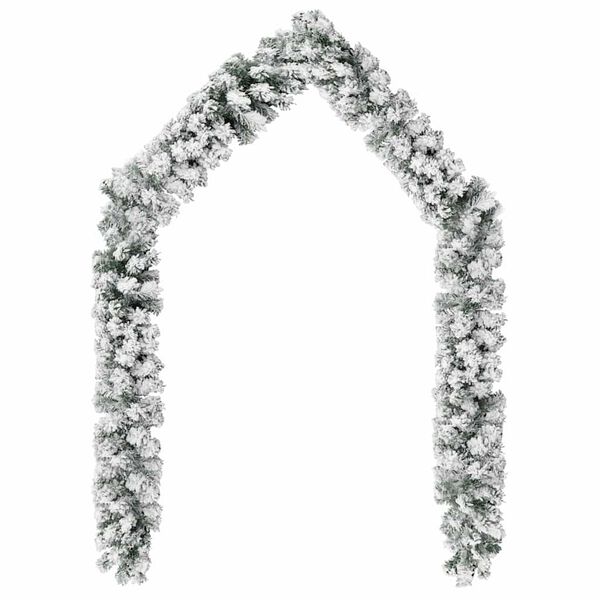 vidaXL Christmas Garland with Flocked Snow Green 10 m PVC