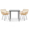 vidaXL 3 Piece Garden Dining Set Poly Rattan