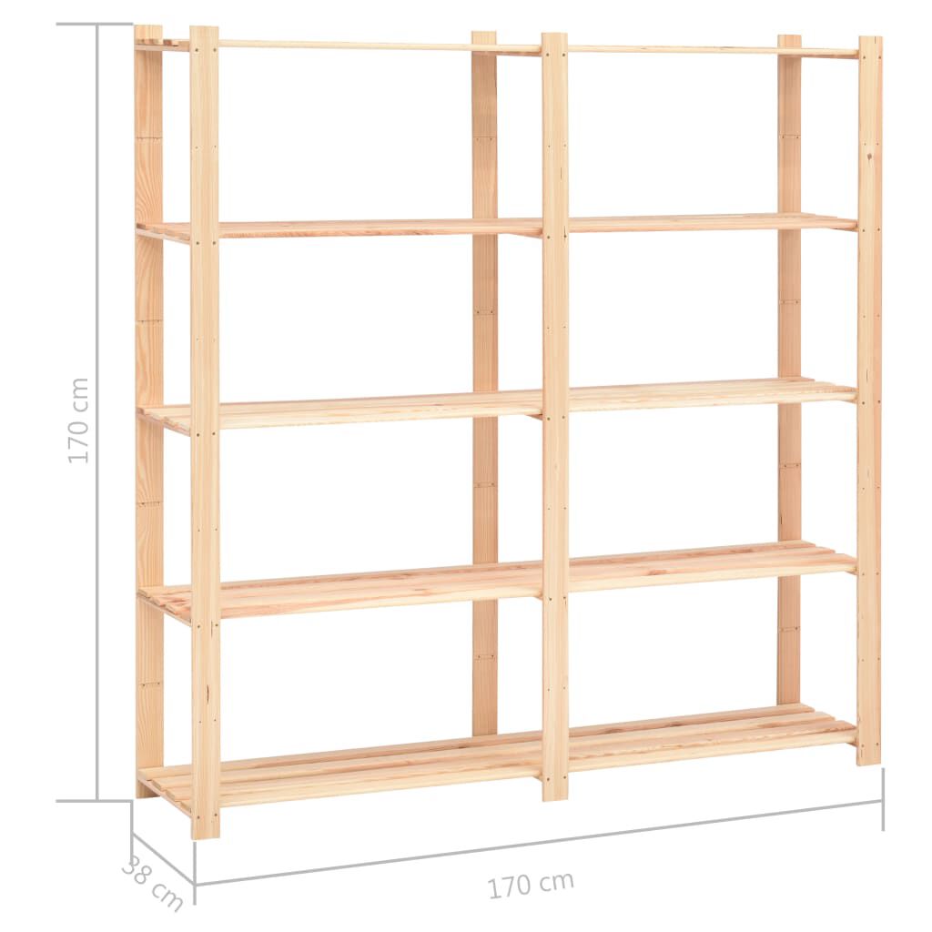 vidaXL 5-Tier Storage Racks 3 pcs 170x38x170 cm Solid Pinewood 500 kg
