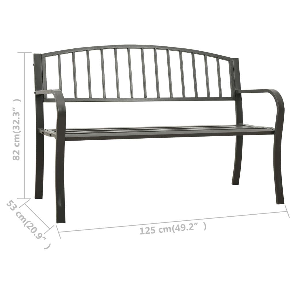 vidaXL Garden Bench 125 cm Steel Grey