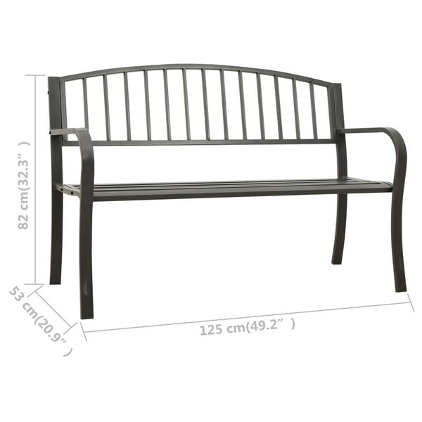 vidaXL Garden Bench 125 cm Steel Grey
