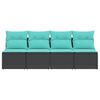 vidaXL Garden Sofa with Cushions 4-Seater Black Poly Rattan