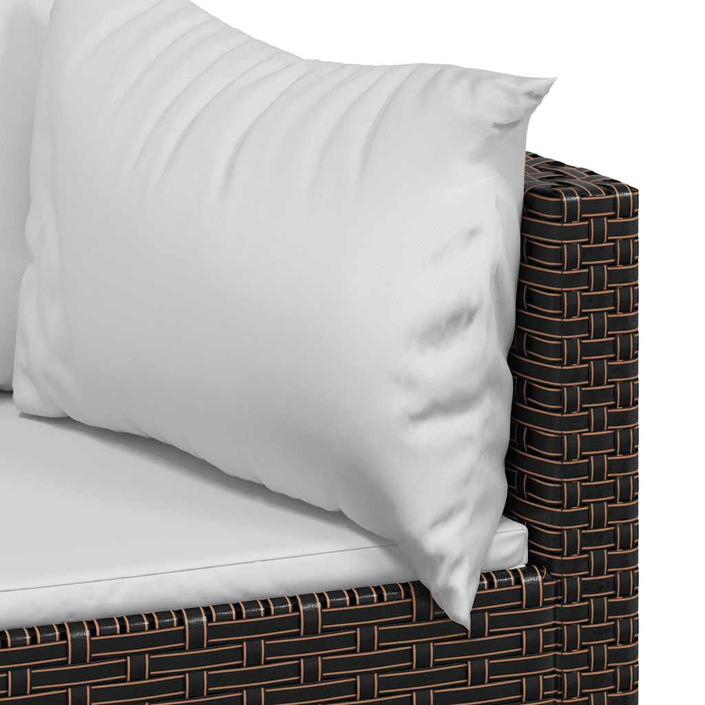 vidaXL Garden Corner Sofas with Cushions 2 pcs Brown Poly Rattan