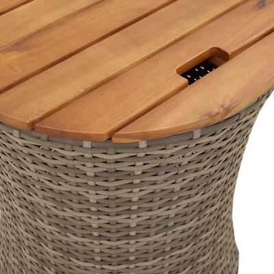 vidaXL Garden Side Tables 2 pcs with Wooden Top Grey Poly Rattan